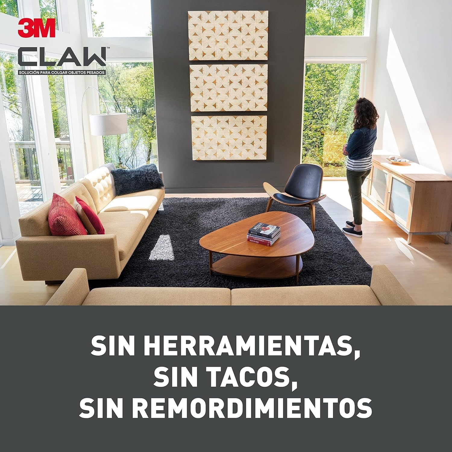 3M CLAW Ganchos para Colgar Cuadros en paredes de yeso, 9 Ganchos - Para fijar objetos pesados, Espejos, Decoración del hogar - Sin herramientas - Soporta hasta: 7kg, 11kg, 20kg, 30kg