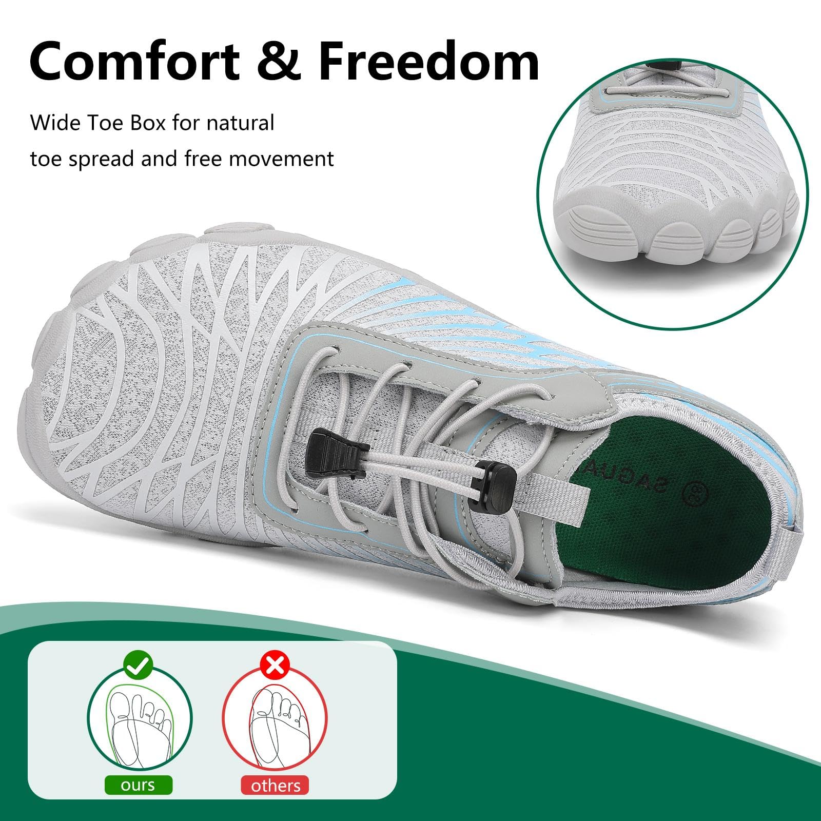 SAGUARO Scarpe Barefoot Minimaliste Donna Scarpe da Scoglio Traspiranti Asciugatura Rapida, 36-43 EU