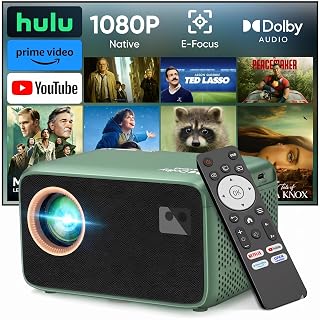 【Netflix Compatible & Dolby Audio】 TMY 4K Smart Projector with Upgraded HiFi Speaker, Real 1080P WiFi 6 Mini Projector with Electric Focus & Auto Keystone, Portable Projecteur for Indoor and Outdoor - Amazon product rated Grade A