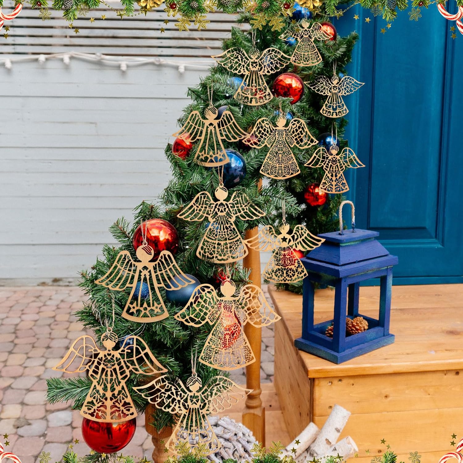 36 Pcs Wooden Angel Christmas Ornaments Rustic Christmas Hanging Ornaments White Farmhouse Angel Decorations for Winter Home Farmhouse Indoor Holiday Party Decor Gift - Image 4