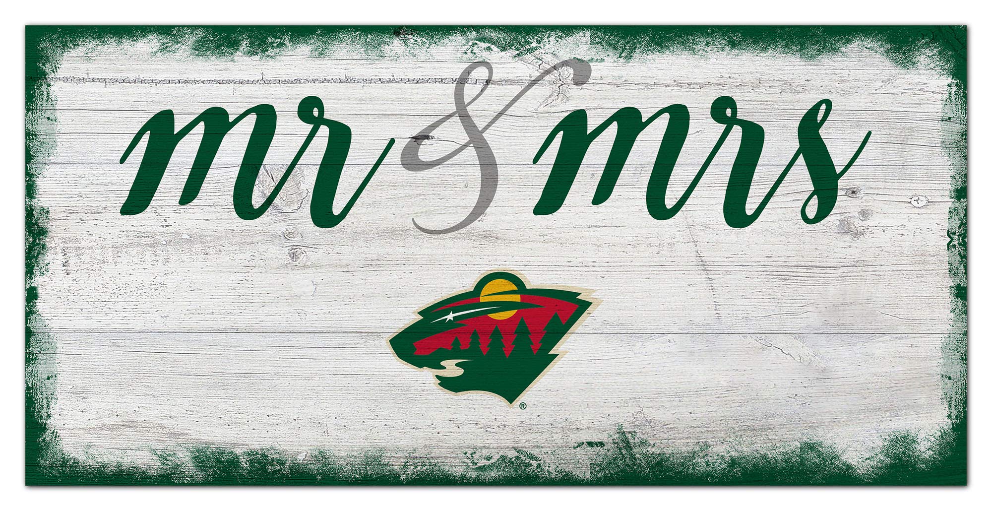 Fan Creations NHL Minnesota Wild Unisex Minnesota Wild Script Mr & Mrs Sign, Team Color, 6 x 12
