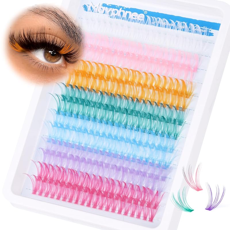 Cílios postiços coloridos individuais Mavphnee, 280 unidades, 7 cores, 16 mm e 18 mm