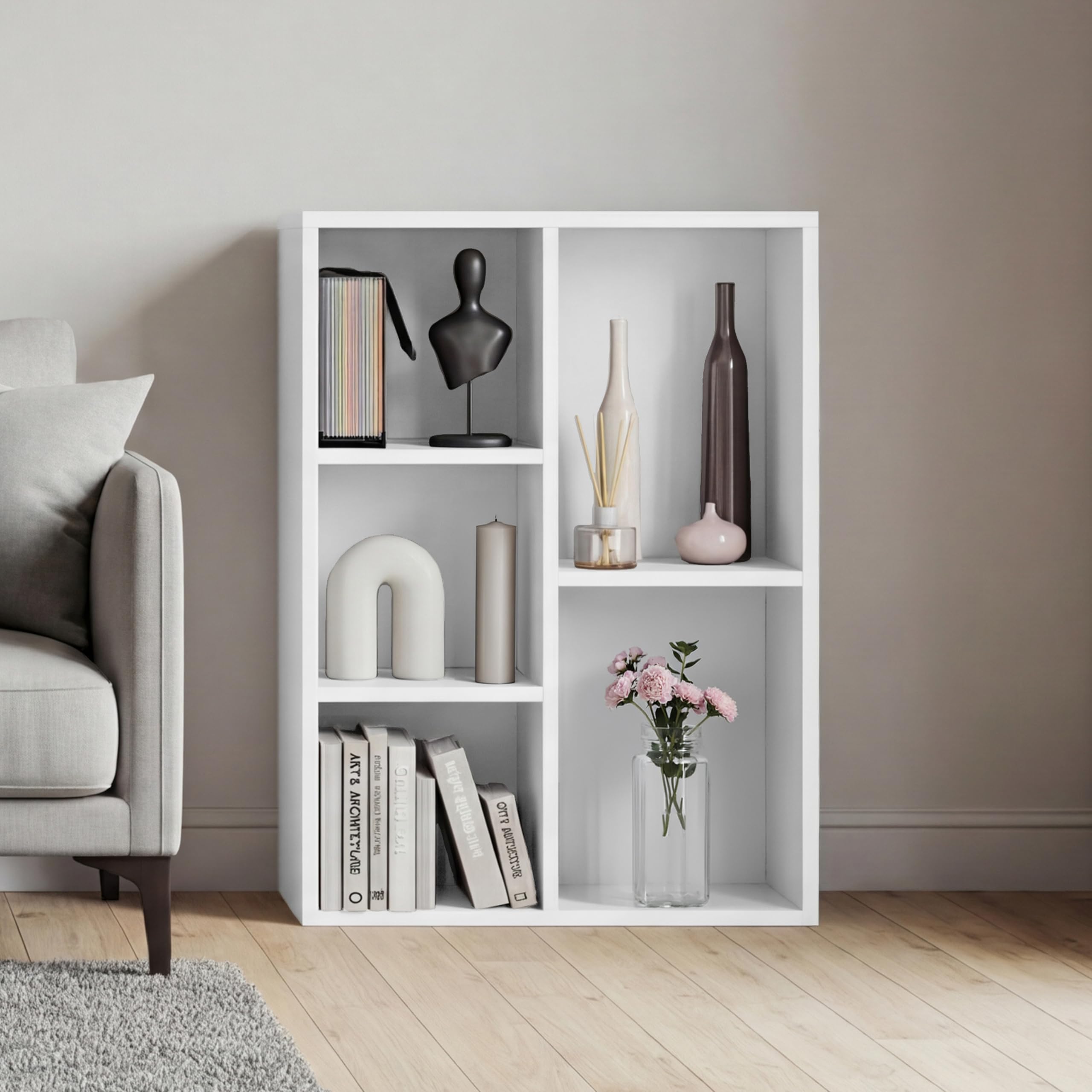 Mueble de oficina Vida Designs de 5 cubos y estantería de madera blanca para almacenar