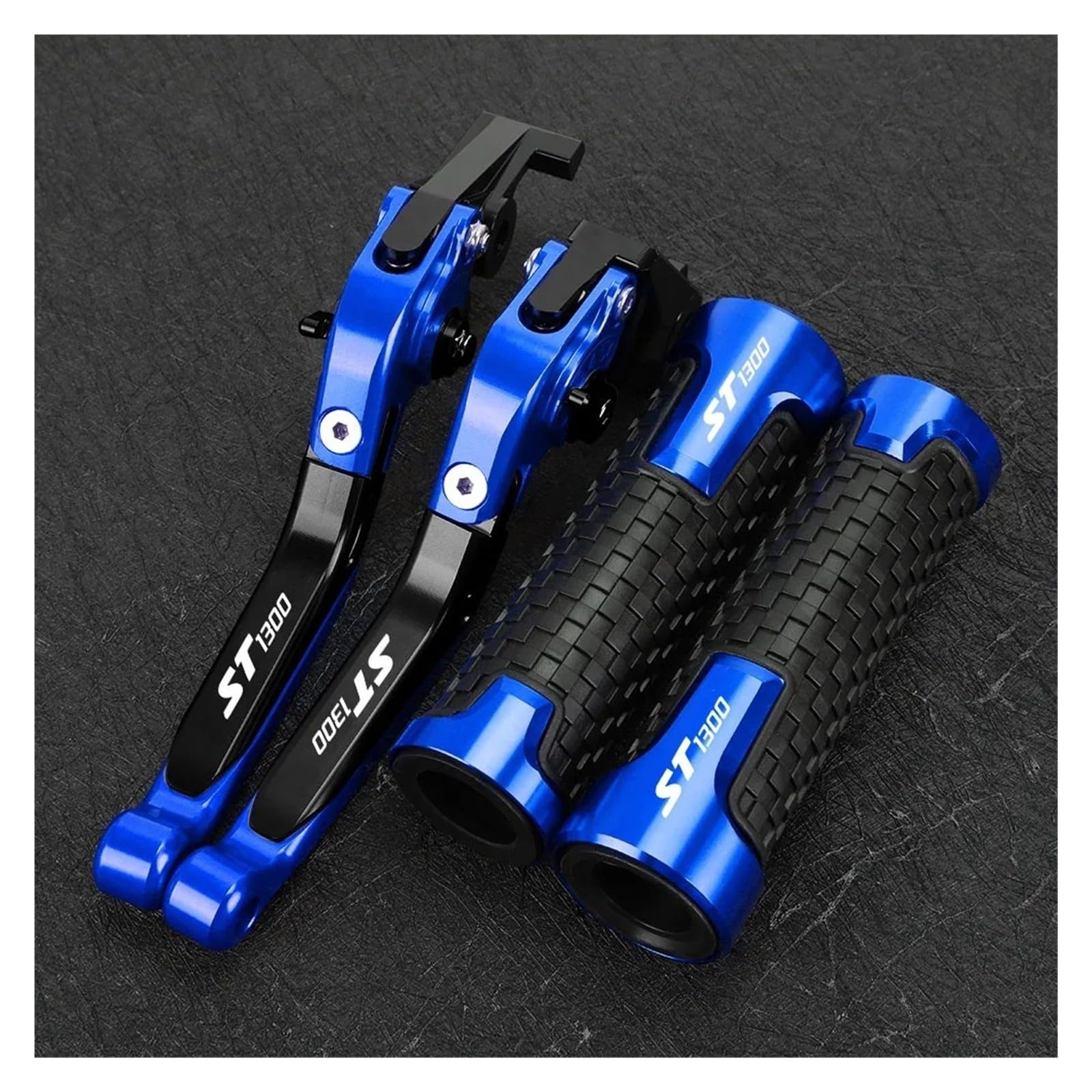 Aluminiowe CNC regulowane dźwignie sprzęgła hamulca, nieoryginalne uchwyty motocyklowe kompatybilne z Honda ST1300 2008-2012(Blue)
