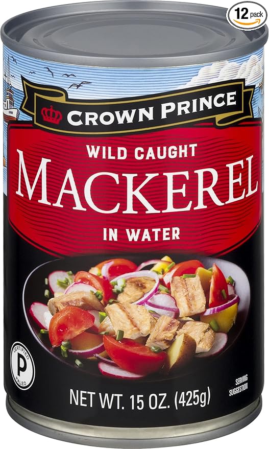 Crown Prince Mackerel in Water, 15-Ounce Cans (Pack of 12)
