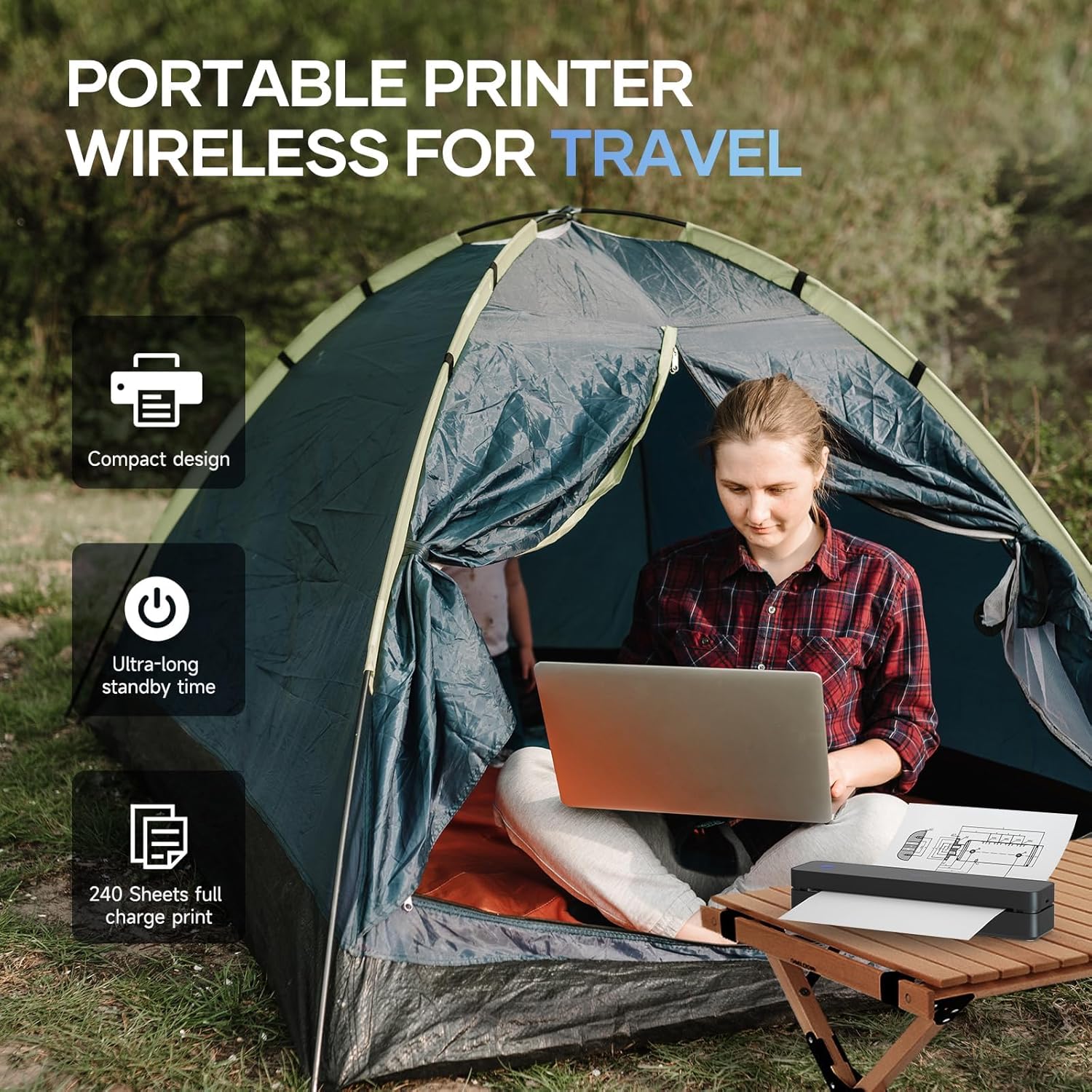 iDPRT Portable-Printer Wireless for Travel, 300DPI Inkless-Thermal-Small-Printers for Home Use, Office, Vehicles, Mobile Bluetooth Printer Supports 8.5" x 11" US Letter, for Smartphone & PC