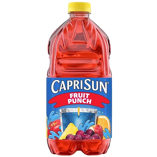 Capri Sun Flavored Juice Drink Blend with Other Natural Flavor, 1 Bottle, for School Lunches and On-the-Go Hydration, Fruit Punch, All Natural Ingredients, 64 oz