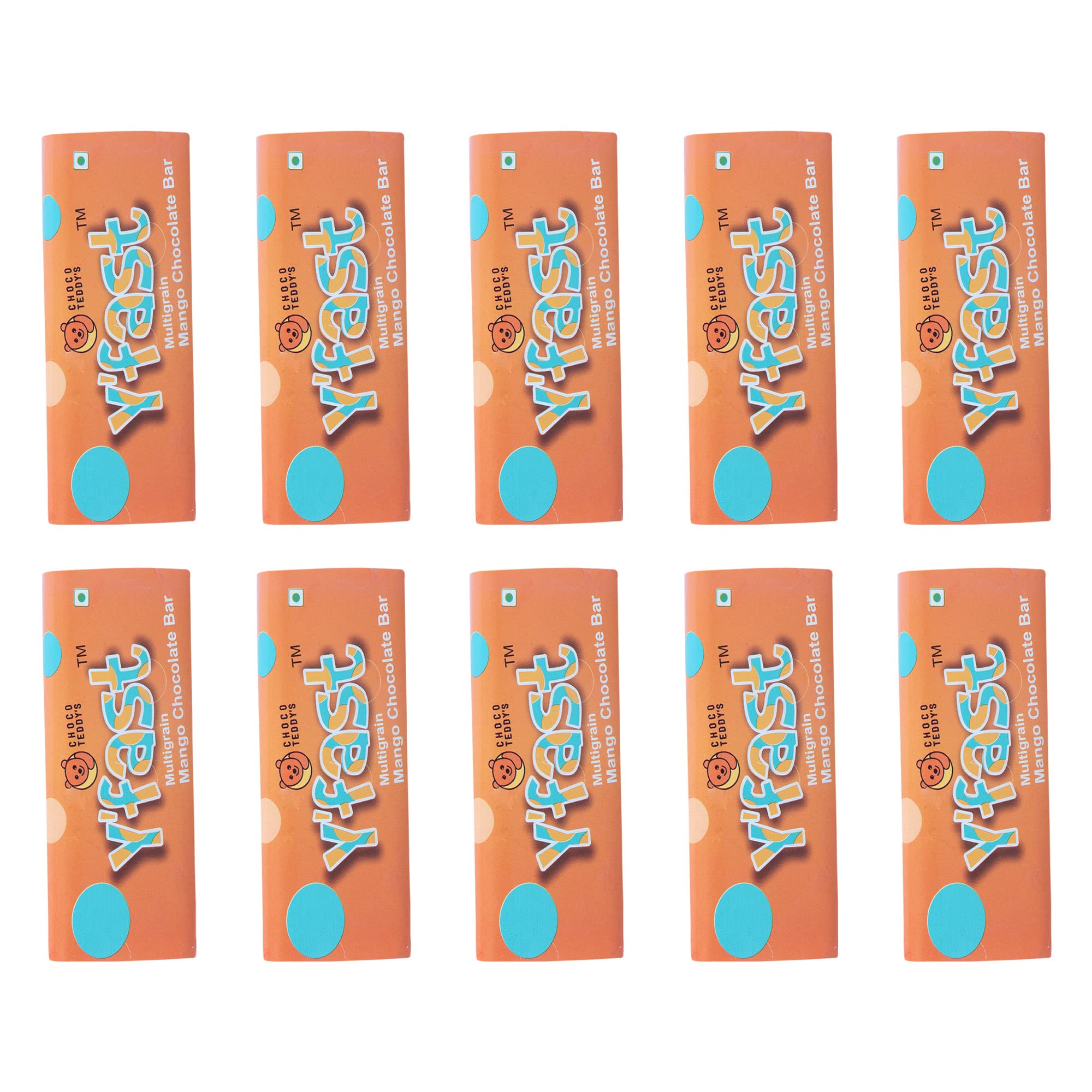 Choco Teddy's YFast Bars (10 Choco Bars) Multigrain Chocolate Bar Pack of 10-550 g (Mango)