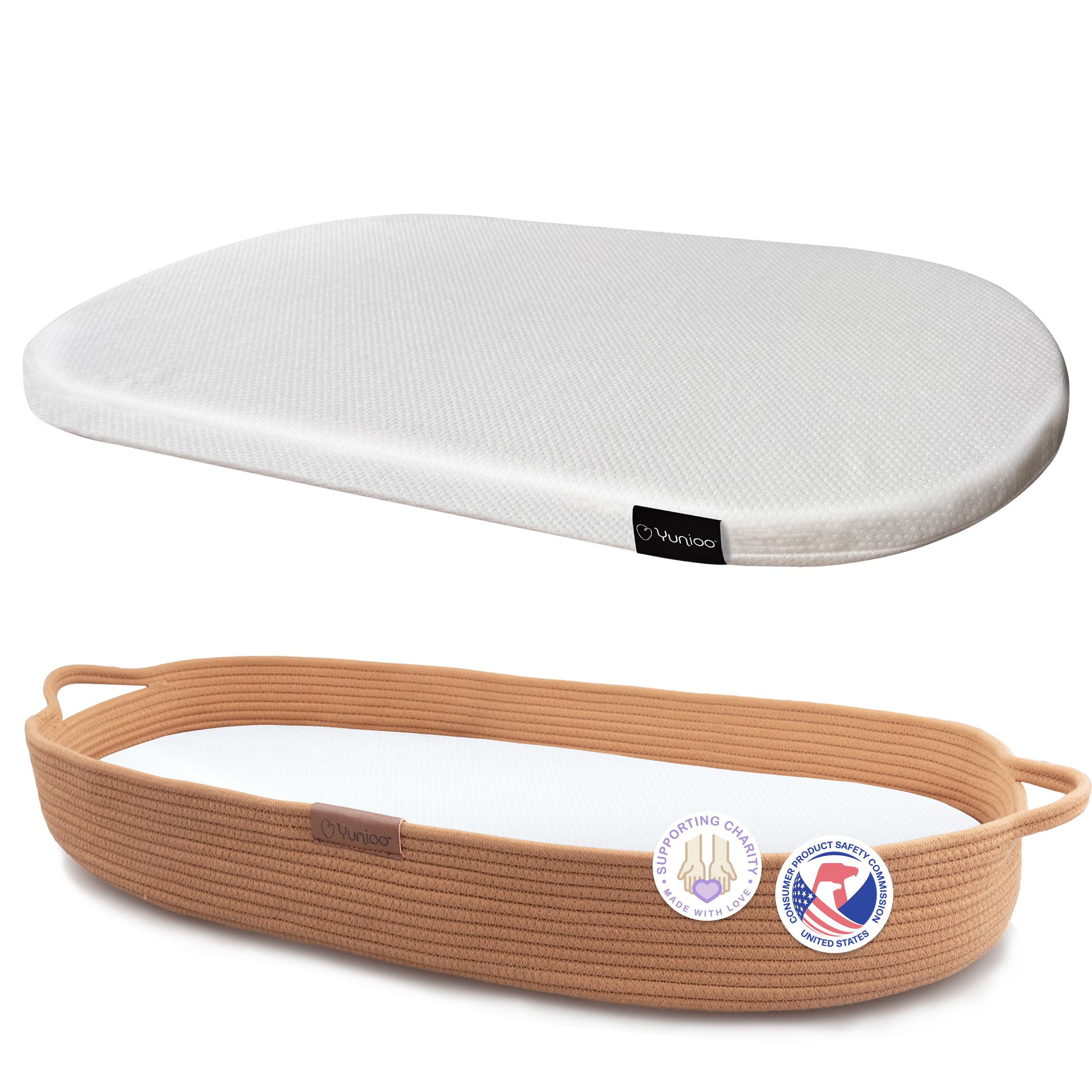 Yunioo Baby Changing Basket with Soft, Portable Changing Mat for Dresser & Changing Table, Baby Essentials for Newborn