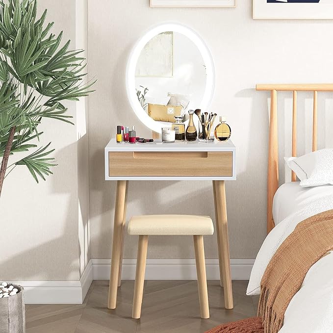 YU YUSING Dressing Table with Lighting, Dressing Table with LED Mirror