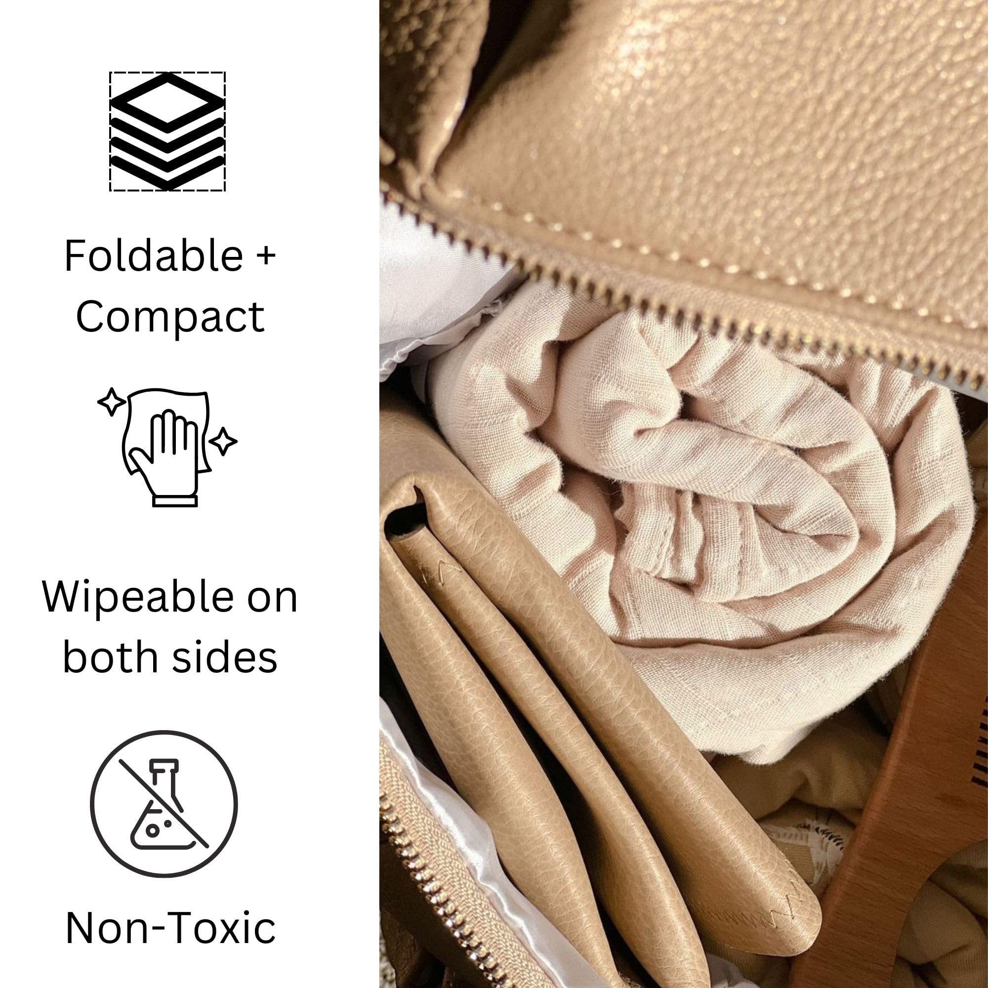 Uniklook Fasciatoio portatile in pelle – Panno in pelle vegana – Fasciatoio da viaggio – Impermeabile Multiuso Portatile Cambio Pannolino Grande 40,6 x 76,2 cm
