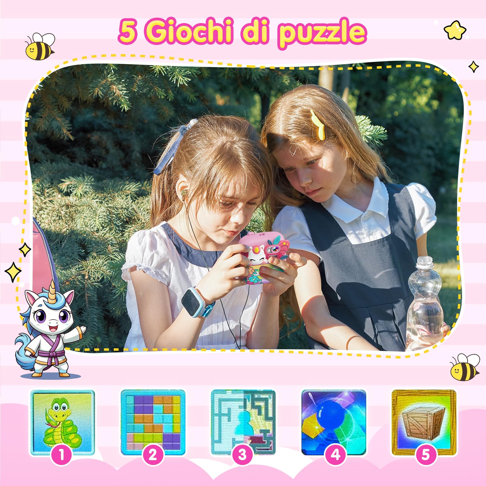 TIATUA Macchina Fotografica Bambini Istantanea, 2.4 Pollici 1080P HD Fotocamera Bambini con 32GB Scheda & Carta da Stampa, Regali per bambini dai 3 ai 12 anni