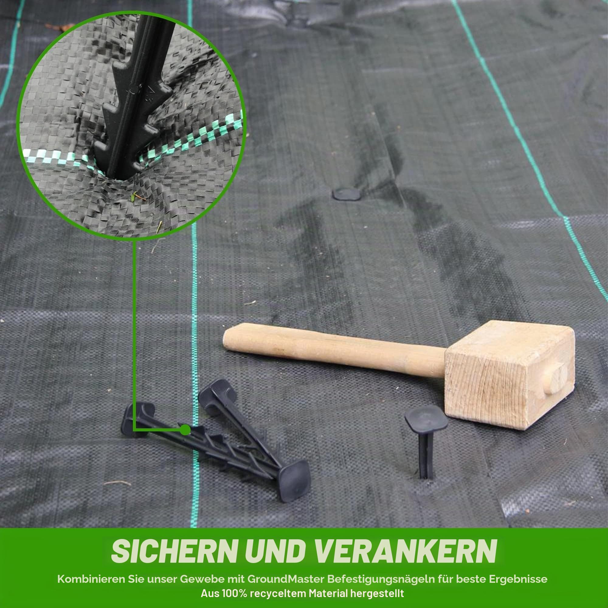 GroundMaster Unkrautvlies Extra Stark (4 m Breit x 10 m Lang) - 100g/m² Unkrautvlies Wasserdurchlässig, Bodengewebe Unkrautflies für Garten, Hochbeet, Einfahrt usw., Anti Unkrautvlies Pflanzfolie