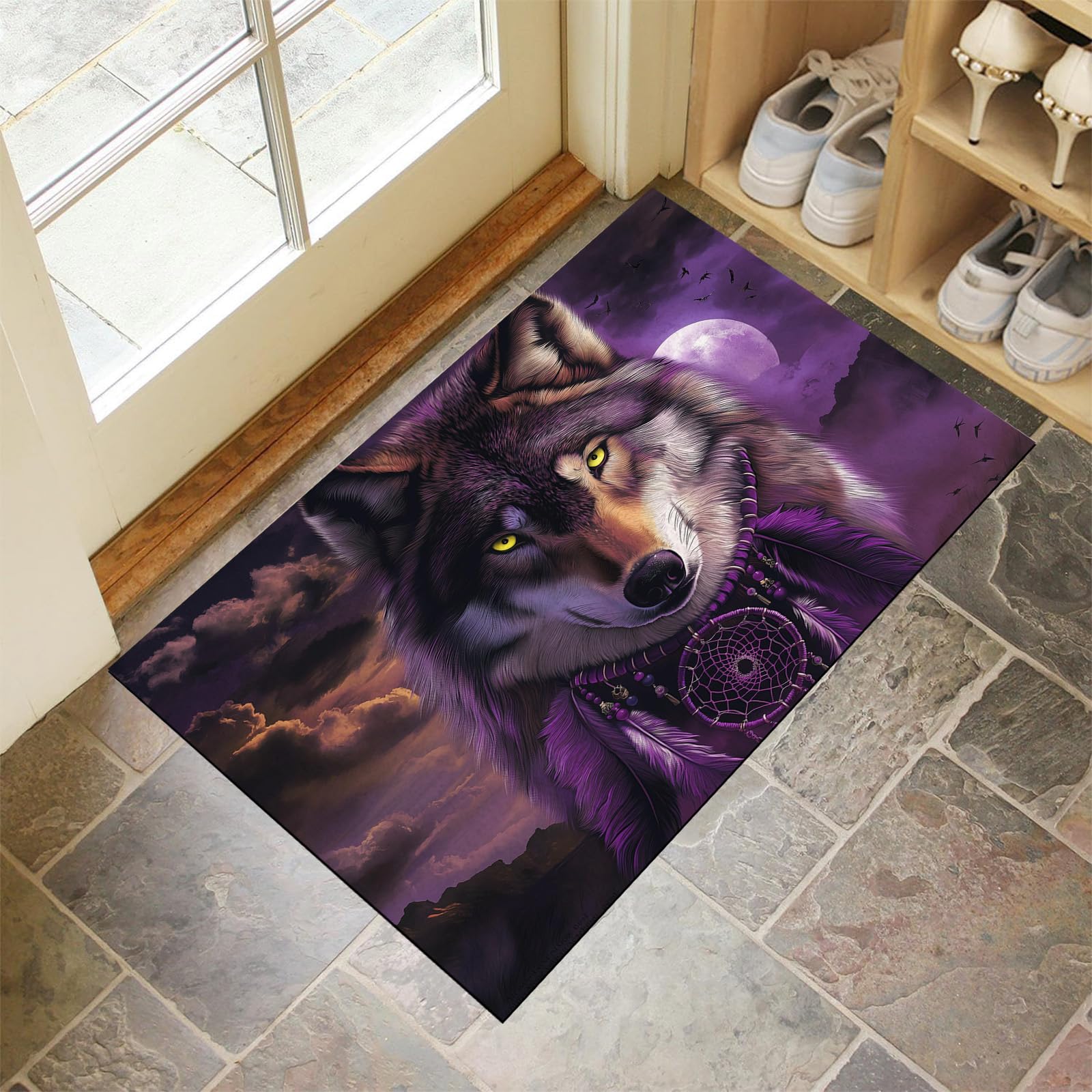 Paillasson loup féroce extérieur 60x90cm tapis entrée étanche antidérapant