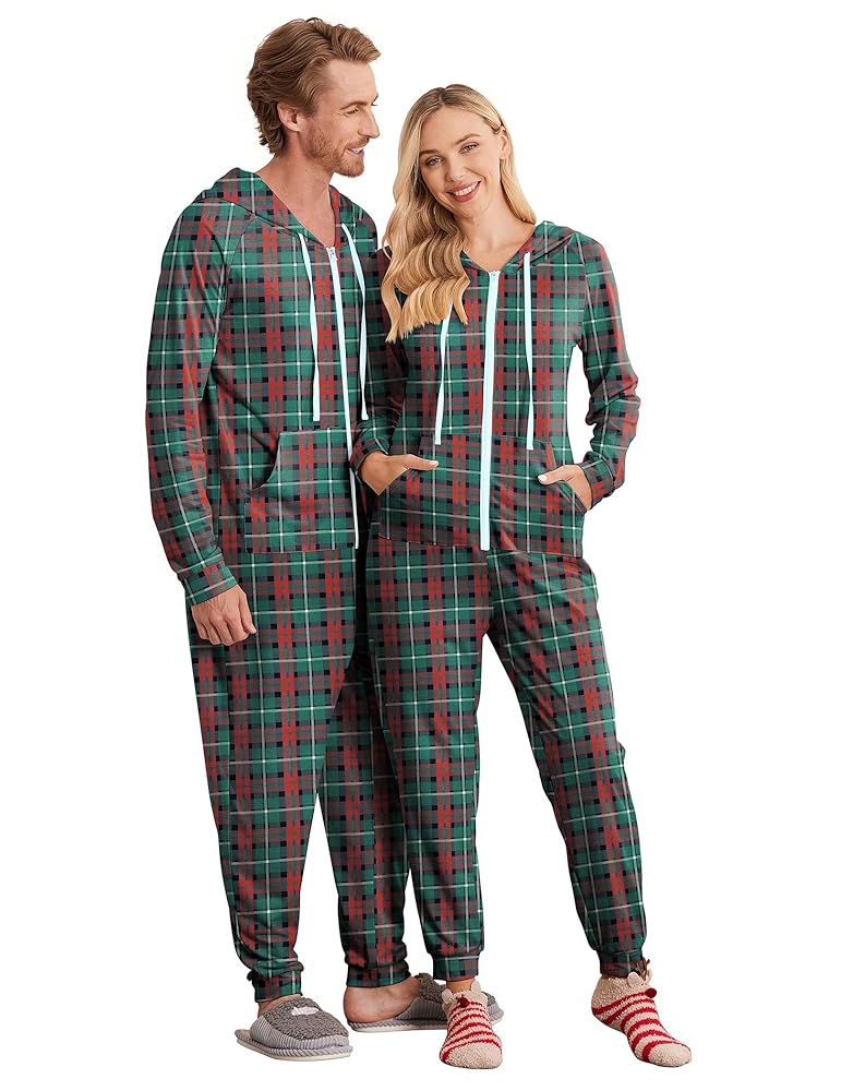 ジョニオ【29cm】JA 2 XMAS PE EP Ekouaer Christmas Matching Onesies for Couples Zipper Hooded