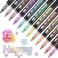 Vista 1 de Marcador de contorno autodelineado metálico, 12 colores Squiggles Shimmer Outline marcadores para dibujar suministros escolares de arte, juego
