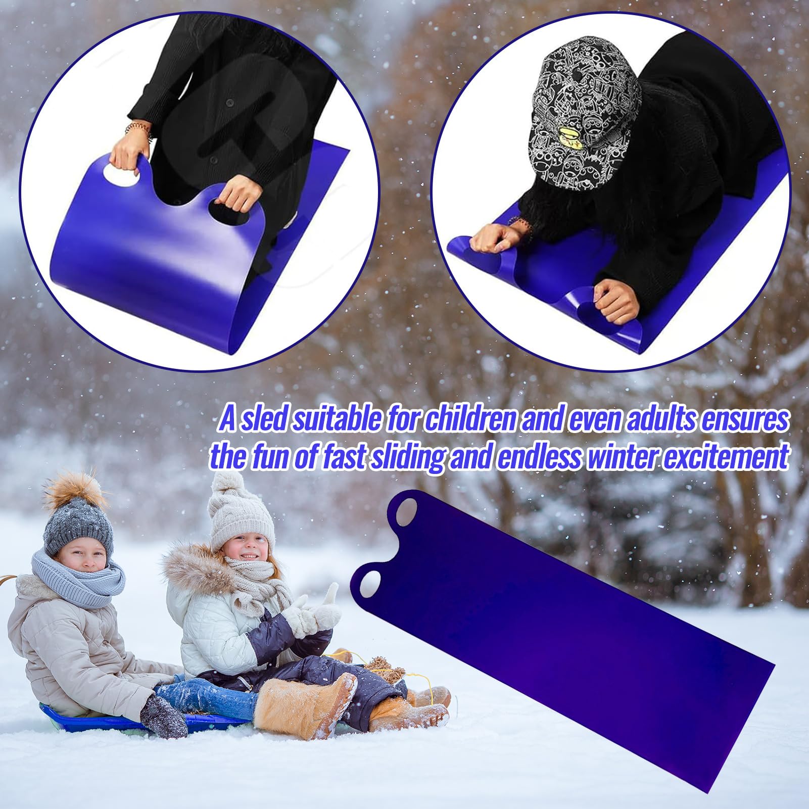 Snow Crazy Carpet Sleds for Kids, Winter Flying Carpet, Flexible Lightweight Roll Up Snow Sled Portable Rolling Snow Slider, Ski Board with Handles for Children Adult Winter Outdoor Sports — view 3