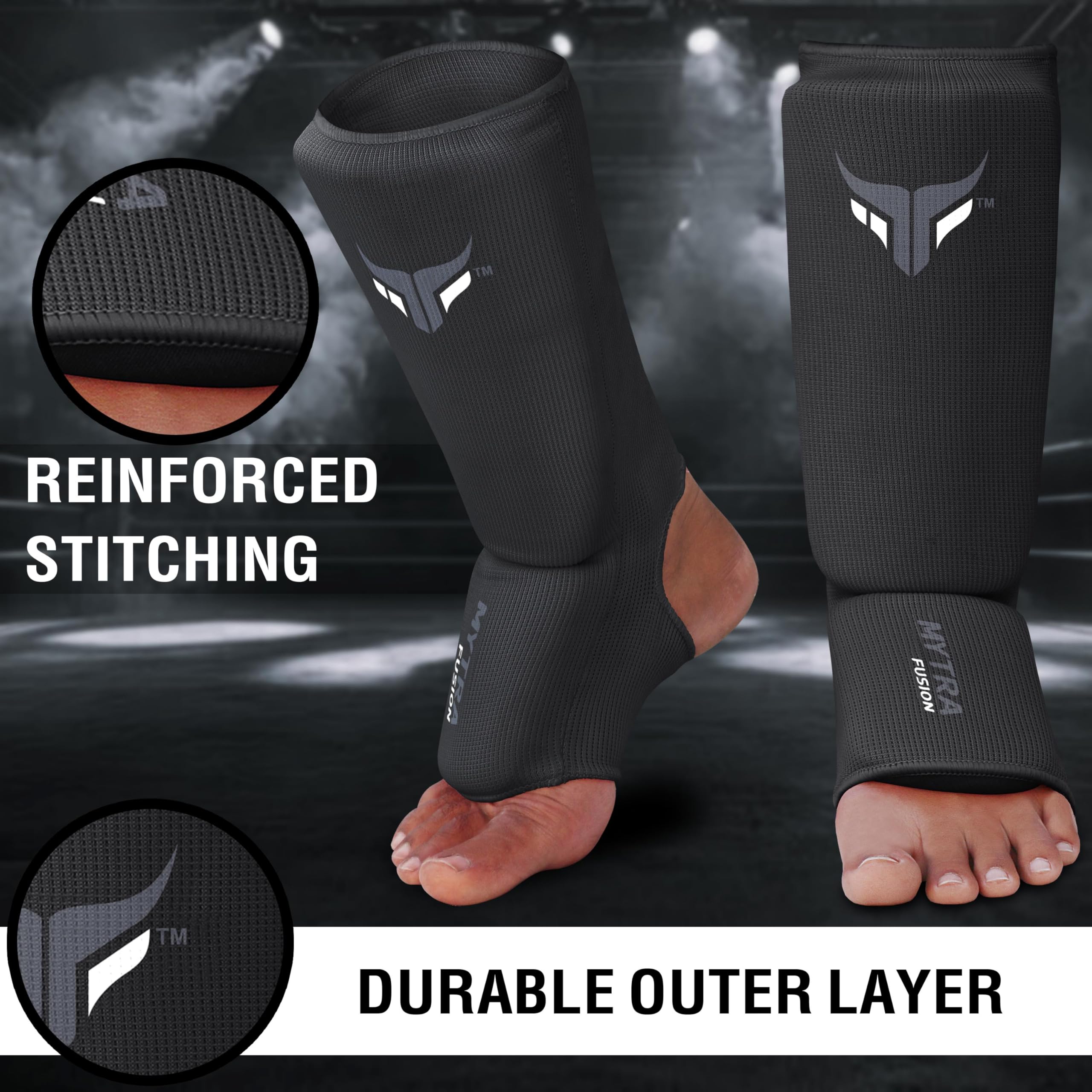 Espinilleras Kick Boxing Ligero Protector Estirable Acolchado Entrenamiento Muay Thai MMA Niño