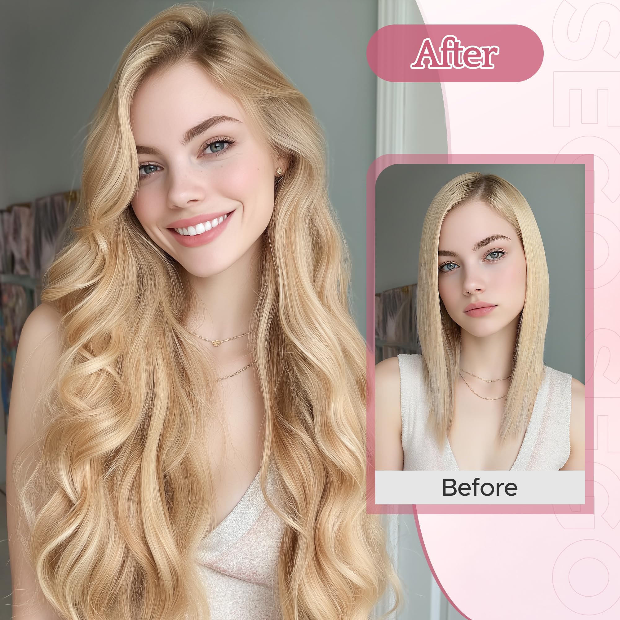 SEGO 26 Inch Thick Highlight Hair Piece 8PCS Long Straight Clip in Extensions Full Head 175g Synthetic Fiber Hairpieces For Women,Grey - Image 4