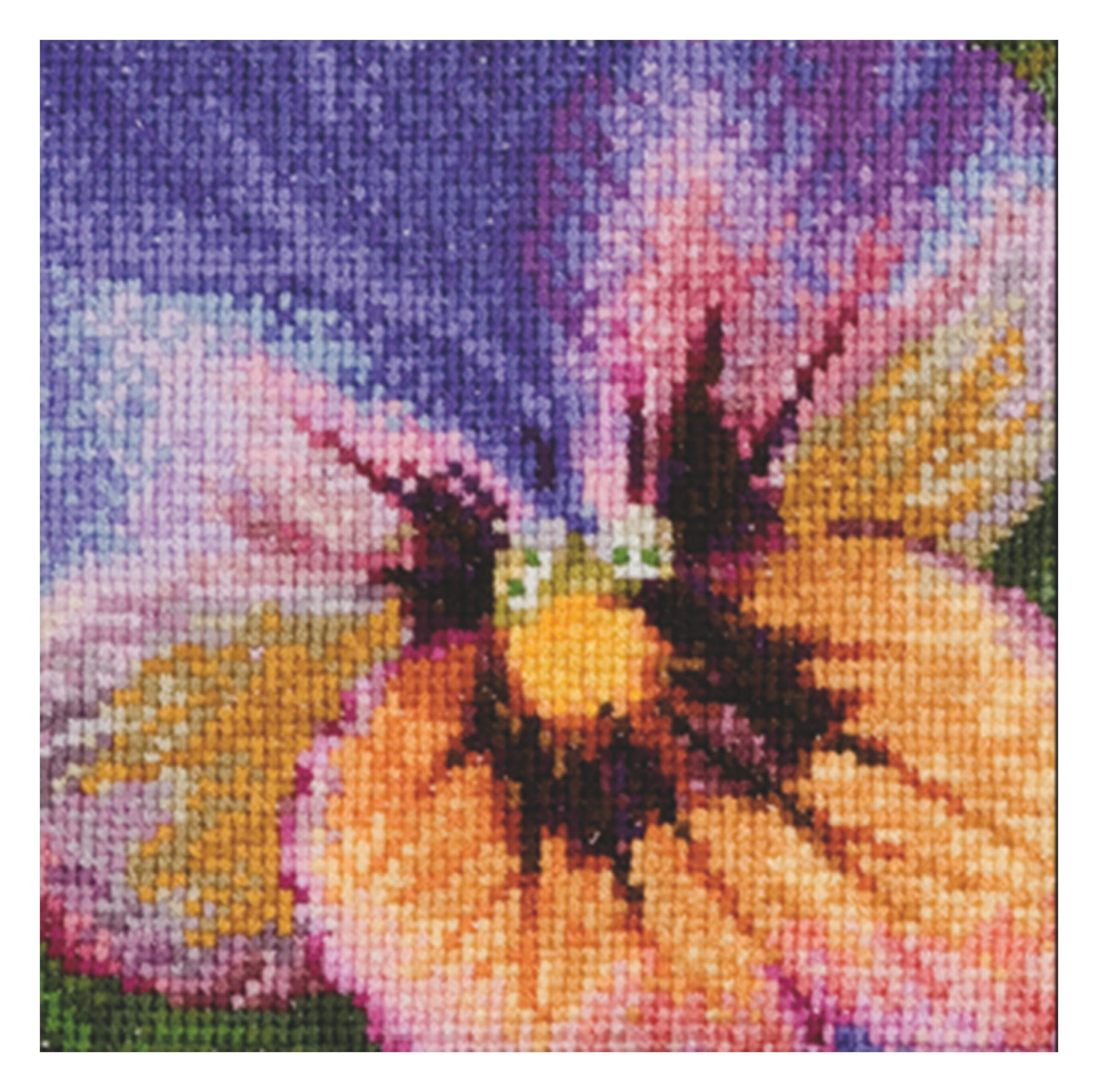 Thea Gouverneur Since 1959 Aida Thea Gouverneur Cross Stitch Kit 3.75"X3.75"-Pansy Ii On (18 Count)