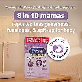 Enfamil NeuroPro Gentlease Baby Formula, Brain Building DHA, HuMO6 Immune Blend, Designed to Reduce Fussiness, Crying, Gas & Spit-up in 24 Hrs, has Prebiotics to Promote Softer Stools, Baby Milk, 35.2 Oz (Pack of 4)
