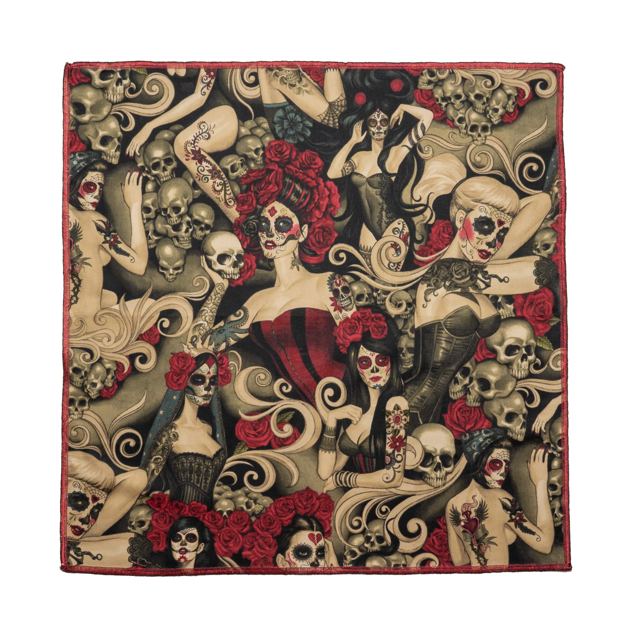 Day of the Dead Tattoo Ladies Dark Skull Roses Bandana