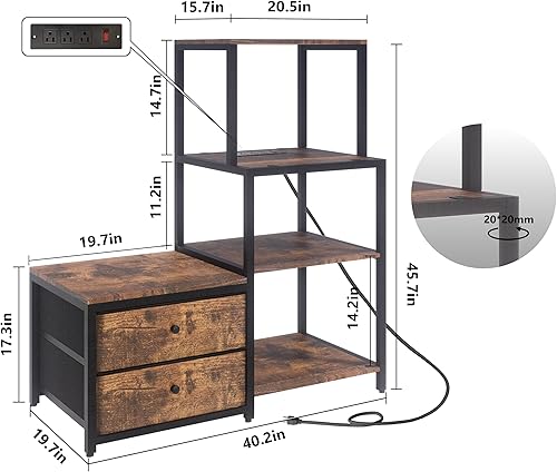 Miniatura 3 de Mini soporte para refrigerador con almacenamiento, microondas y mini soporte para refrigerador con toma de corriente, barra de café, panadería de