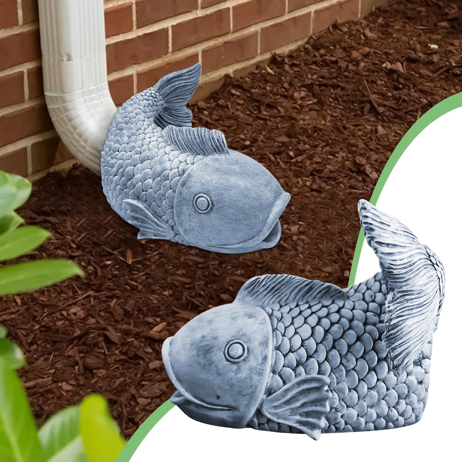 Realistic Resin Fish Sculpture Gutter Diverter – Rain Downspout Diverter For Garden Drainage & Decoration