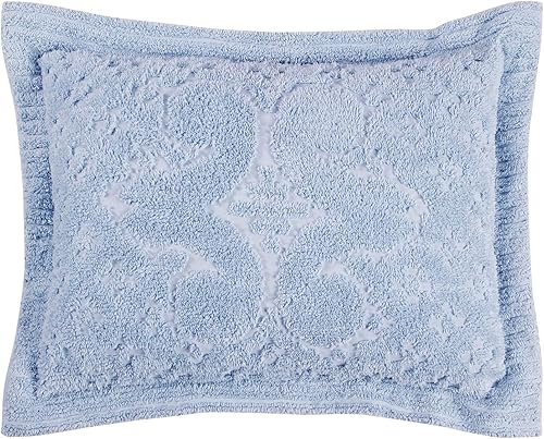 Miniatura 1 de Better Trends Ashton Collection - Funda de felpilla ultrasuave, 100 % algodón, con diseño de medallón, estándar, color azul