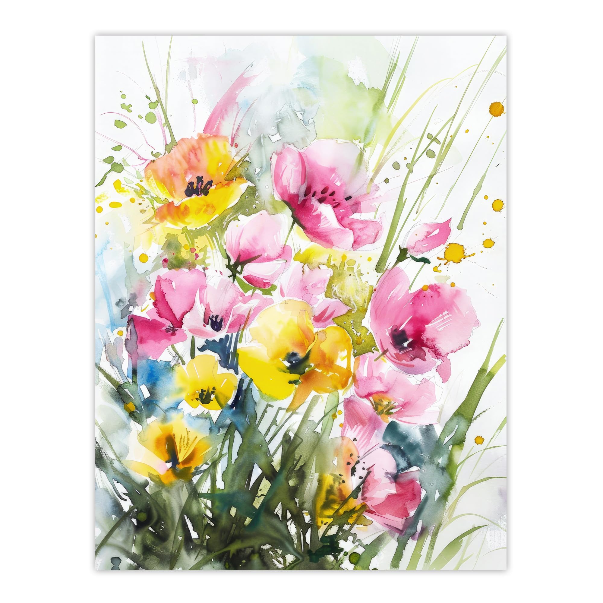 Artery8 Watercolour Spring Flowers Painting Floral Elegant For Living Room Large Wall Art Poster Print Thick Paper 18X24 Inch