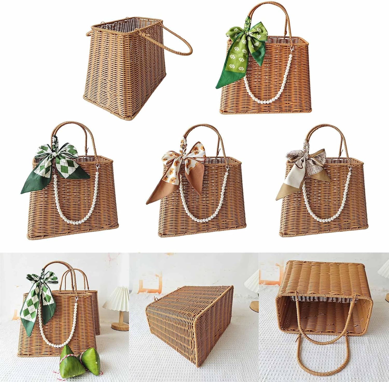 家庭用フルーツバスケットラタンスナックパンバスケット効率的なホームコンテナ野菜ショップに実用的