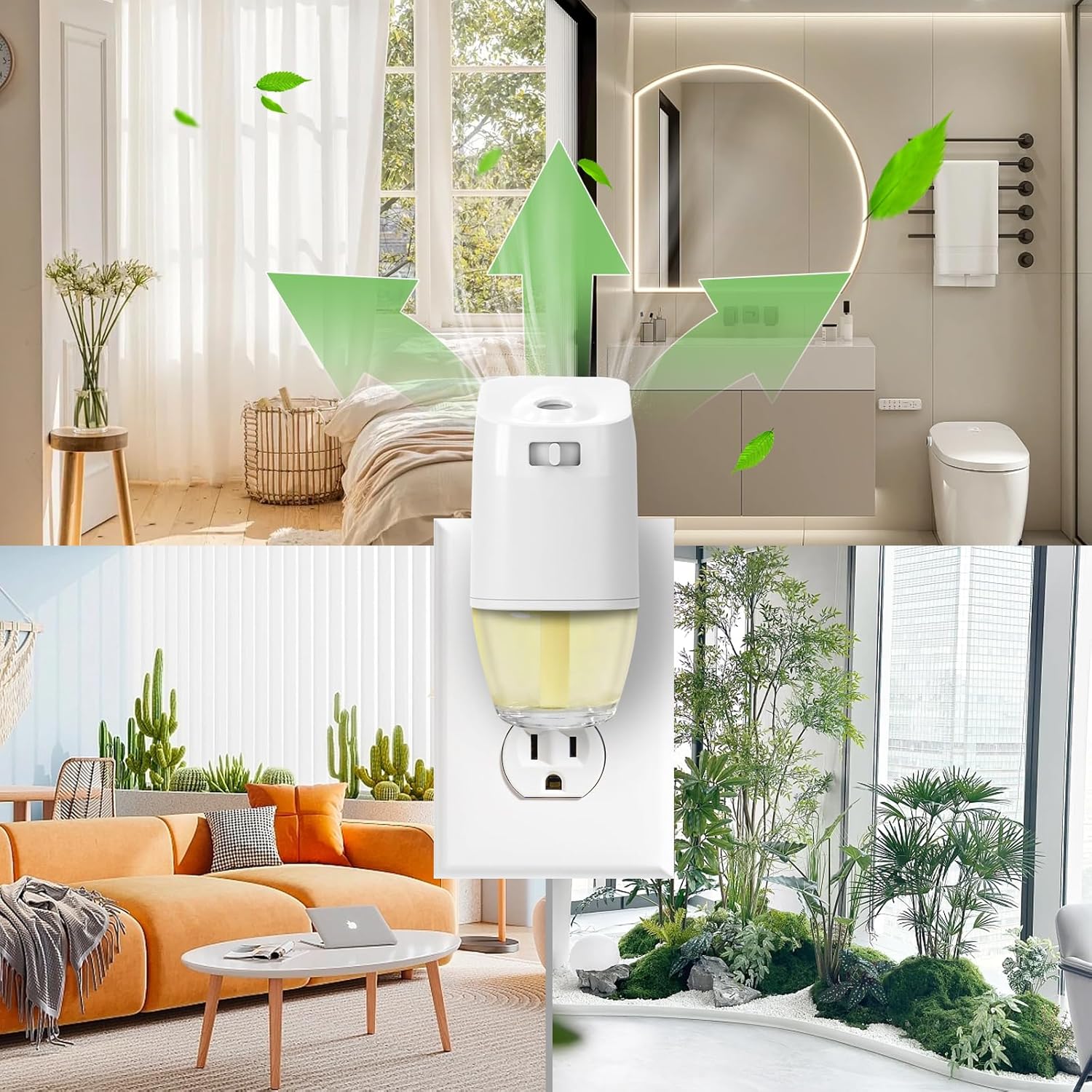 Plug In Air Freshener Refills - Citronella apple cinnamon Fragrance, 6 Count Aromatherapy Oil Diffuser for Home, Bathroom and Outdoors - Compatible with Air Wick, Compatible with Glade