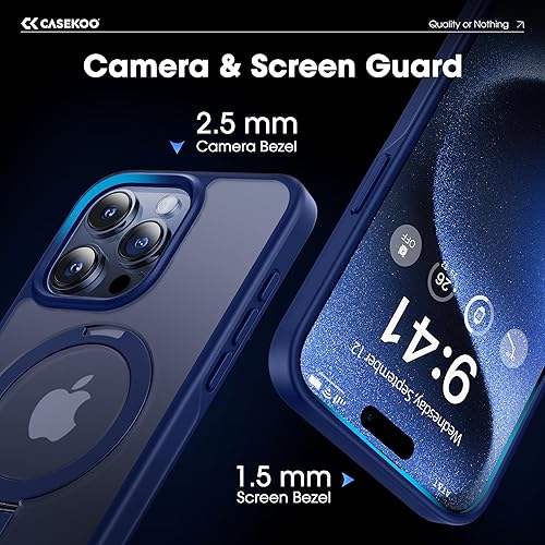 Miniatura 6 de CASEKOO Funda con anillo magnético oficial original para iPhone 15 Pro Max protección militar contra caídas compatible con MagSafe Funda delgada