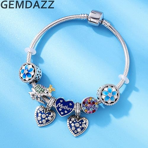 Miniatura 3 de GEMDAZZ Juego de dijes de San Valentín con dije de corazón con texto en inglés "I Love You to the Moon and Back" y I Love You Forever Sparkling