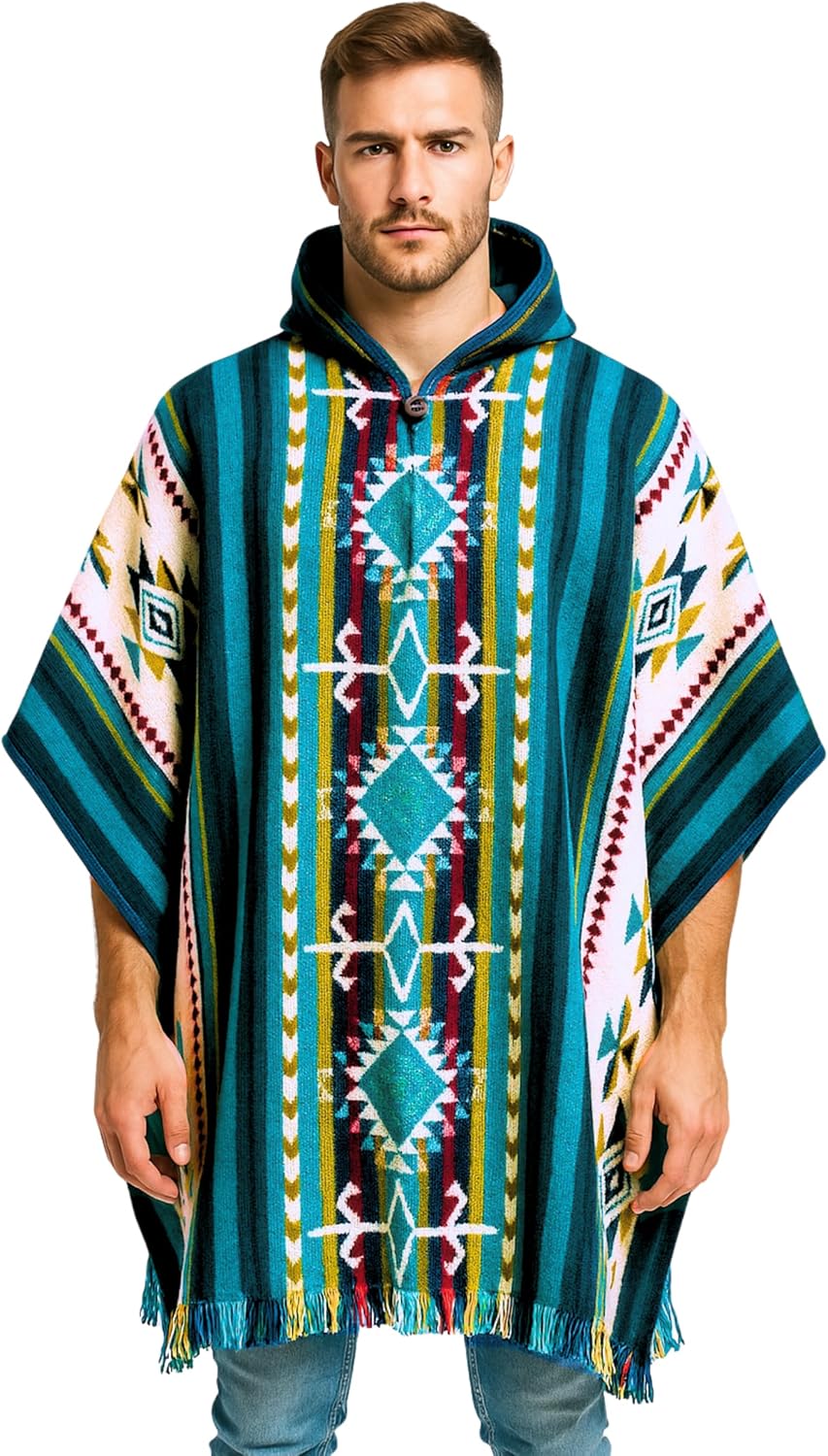 Wool Poncho Adult Ponchos With Hood for men Alpaca Poncho Men Artesanal Ponchos Adult Alpaca Mens Panchos