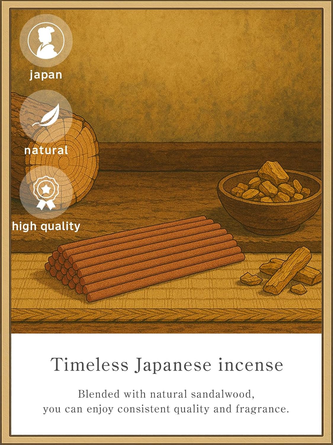 Samurai Incense Sticks, Approx. 95 Sticks ZENRED Sandalwood Purifying Meditation Low Smoke Sandalwood Aroma Made in Japan Vanilla Incense Stick Gift Gift - Image 6