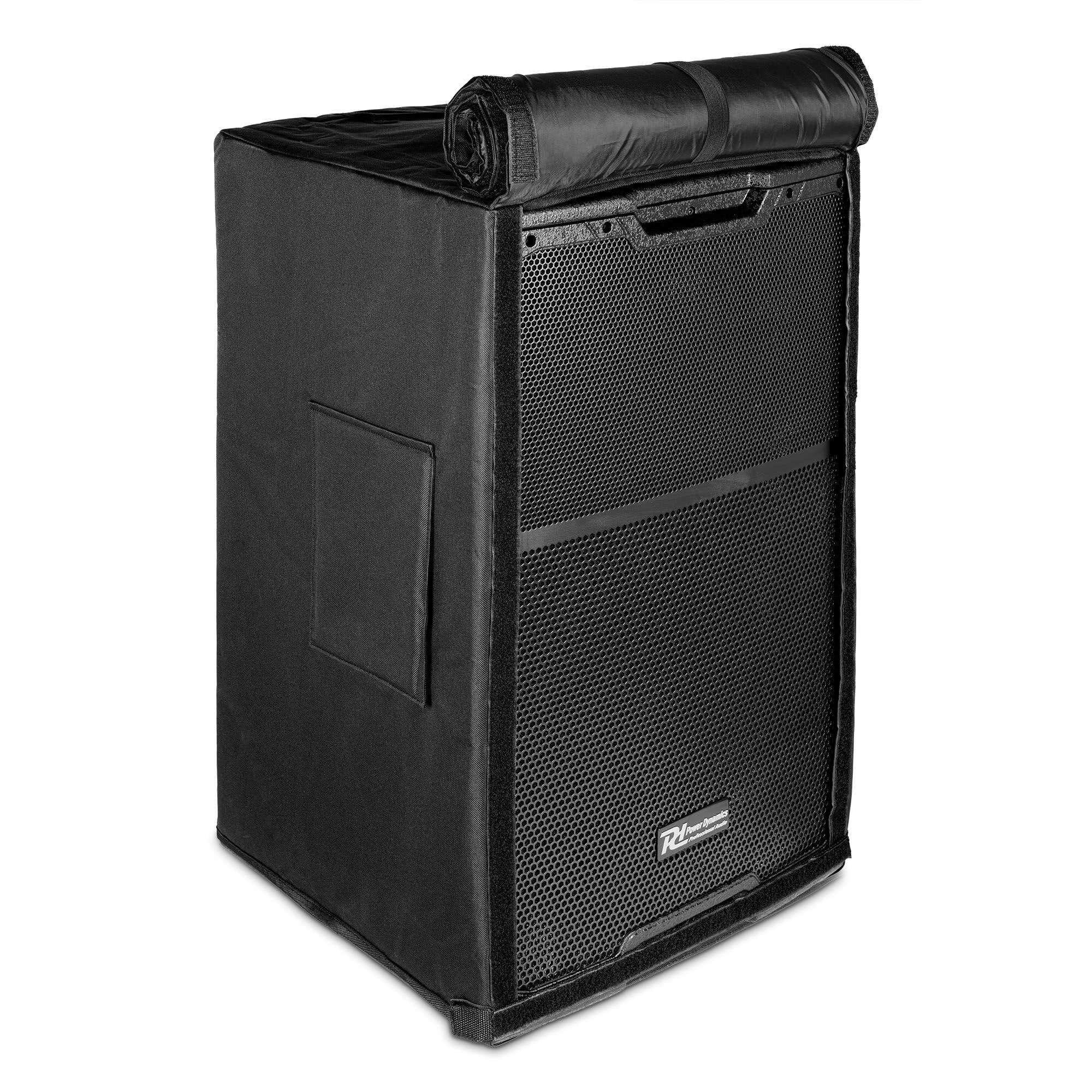Power Dynamics SCP15- Pack 2 fundas para altavoz PDY215 resistentes al agua de nylon protector con acceso al panel trasero frontal acústicamente transparente, color negro