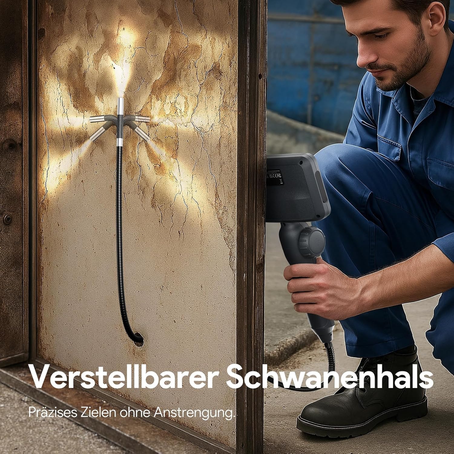 DEPSTECH 6.2mm Drehbar Endoskopkamera mit Licht, 1080P Endoskopkamera Beweglicher Kopf 210°, 4,5" IPS Bildschirm Endoskop Kamera Inspektionskamera Rohrkamera Kanalkamera-1.5m