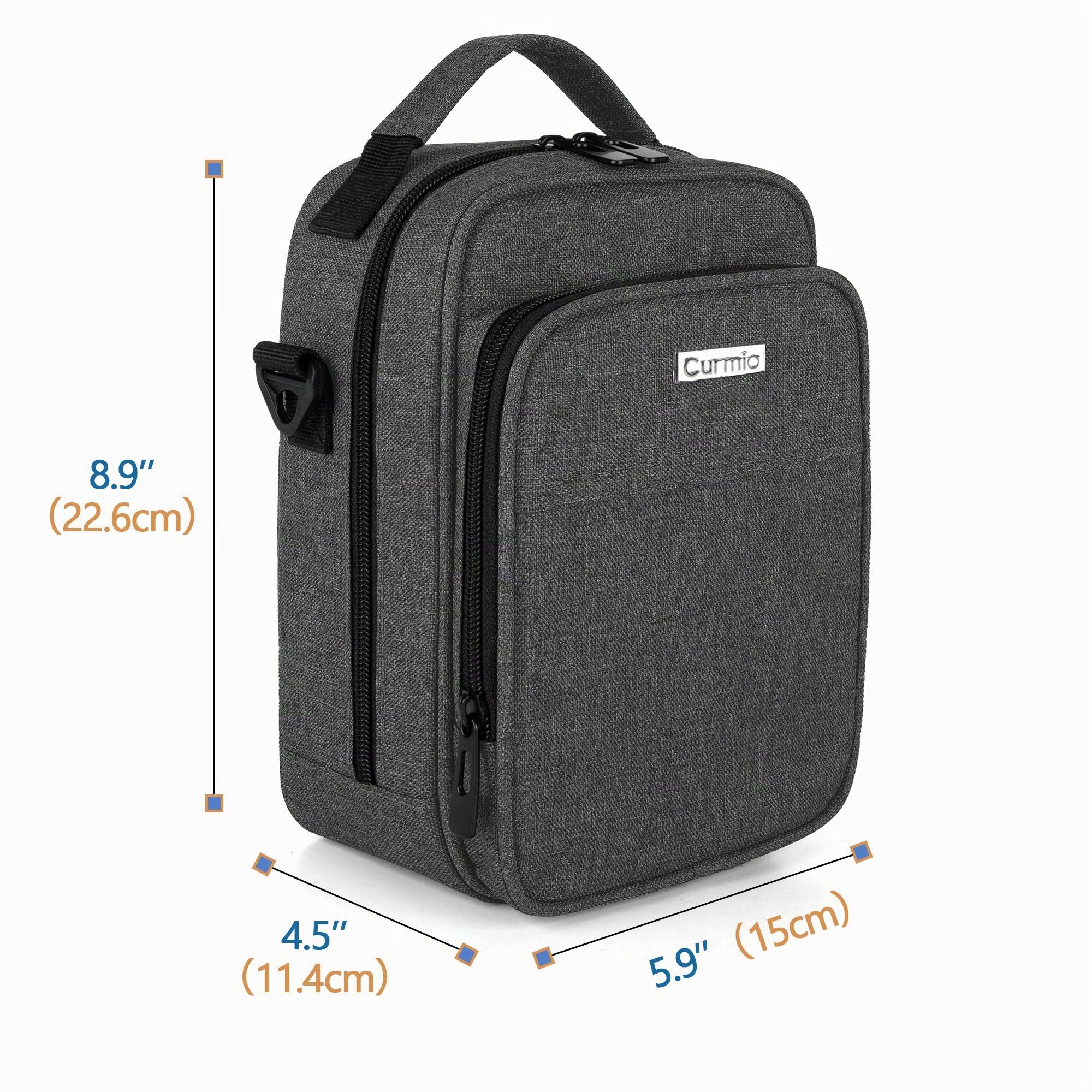 CURMIO Custodia da viaggio per refrigeratore per insulina, borsa organizer per farmaci per diabetici con tracolla per penne per insulina e forniture per diabetici, Nero