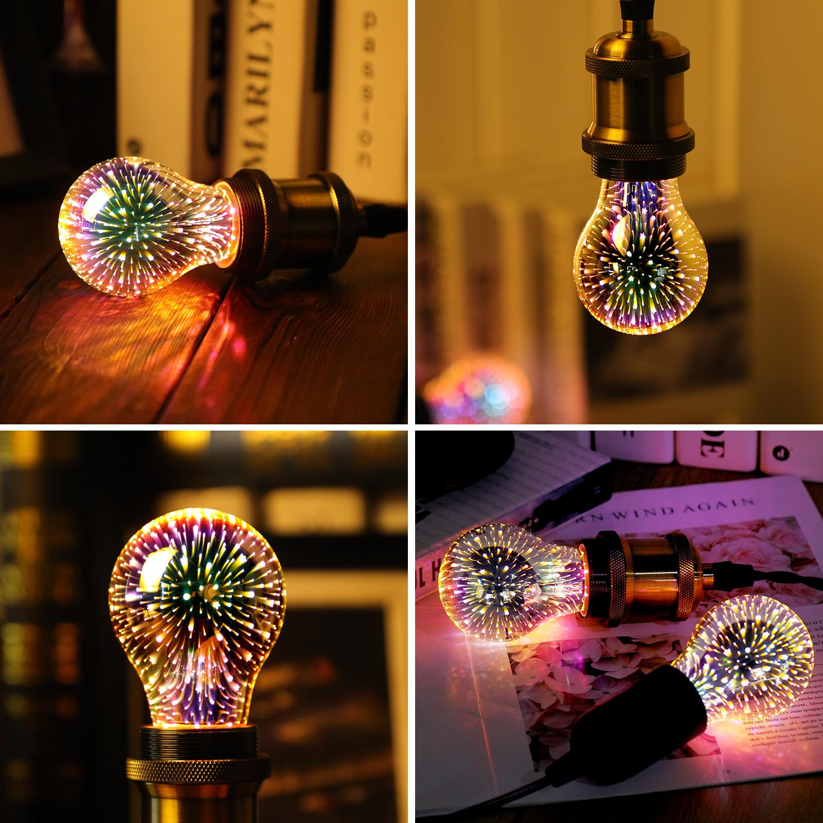 Decoaui 2-Pack Infinite Fireworks Effect LED Light Bulbs, E26 Base