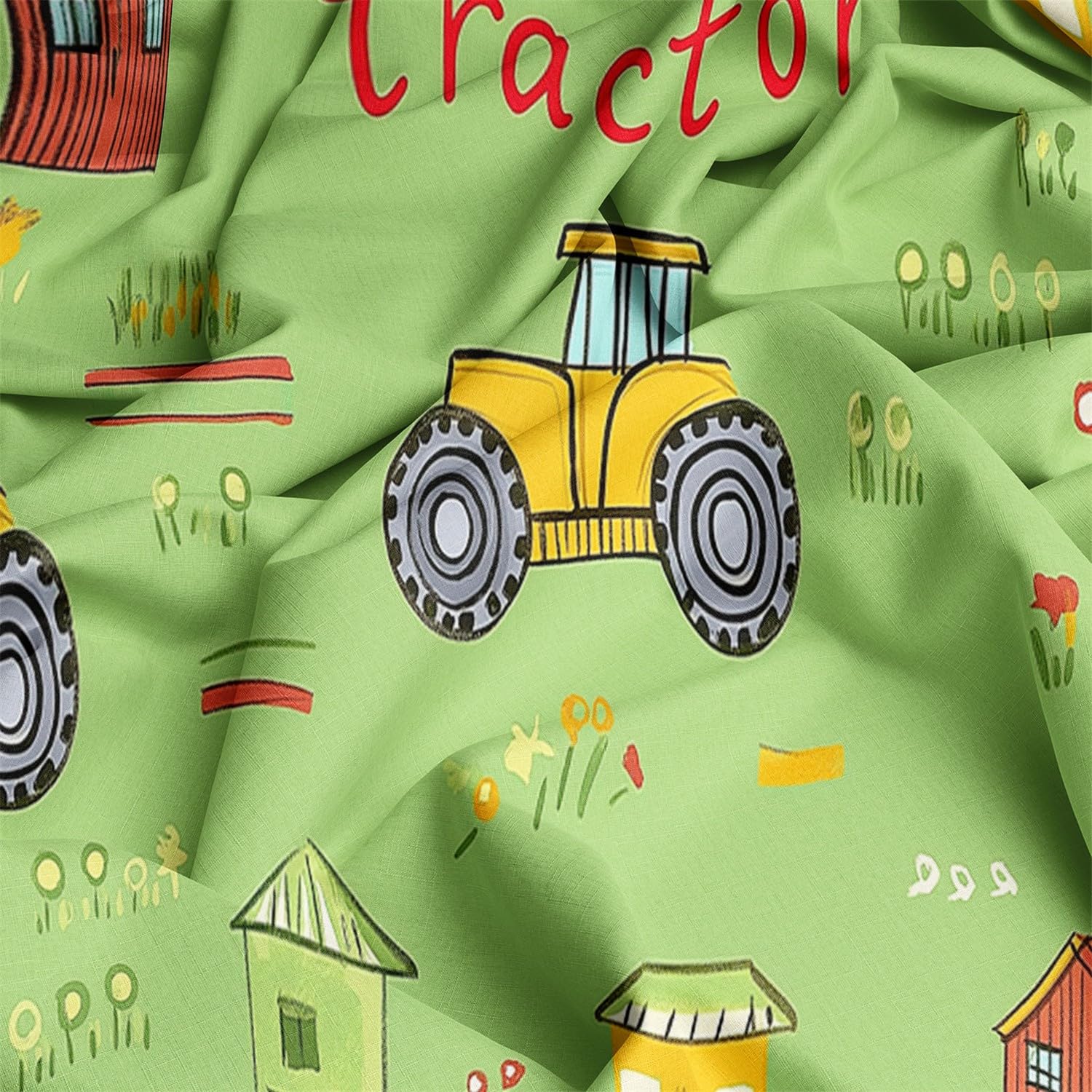 Bettwäsche 155 x 220 cm für Jugendliche Kinder Weich Gemütlich Bettbezug Karikatur Traktor Und Bauernhof Muster Grau Wendebettwäsche Einzelbett mit 2 Kissenbezug 80x80