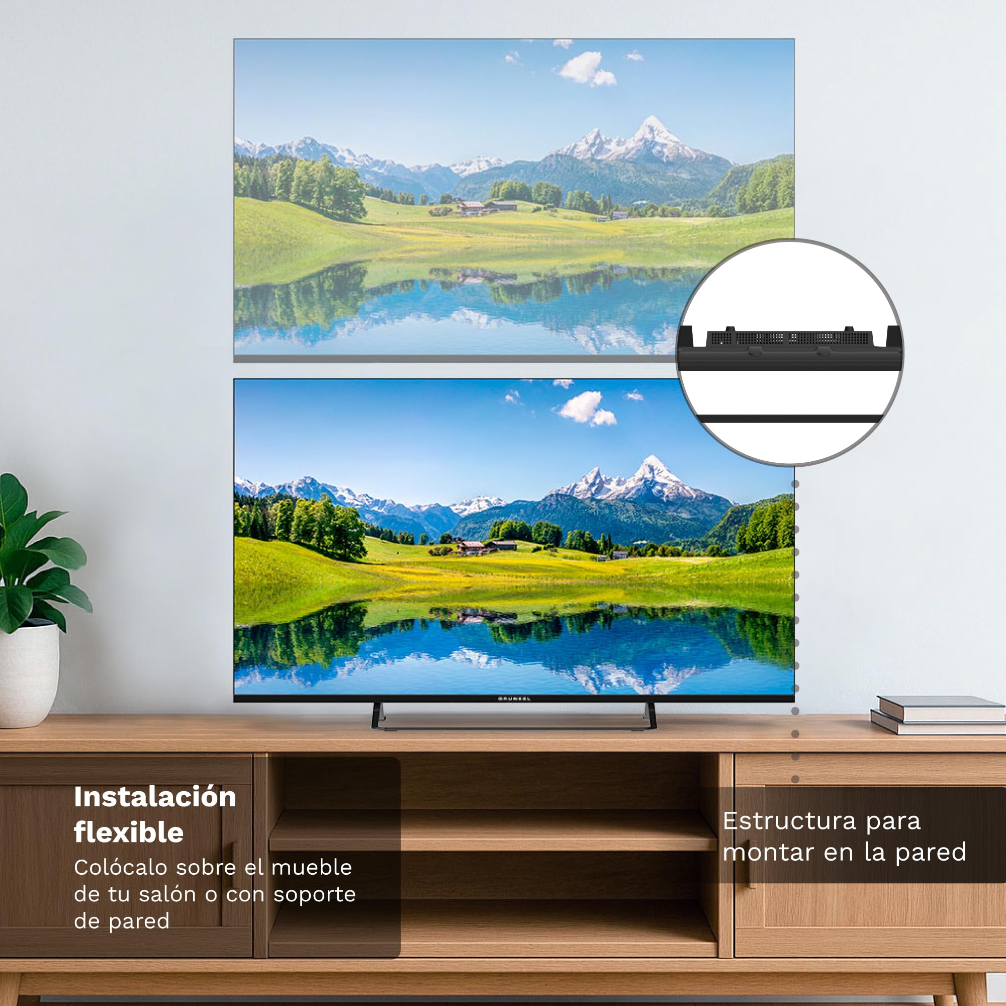 Grunkel QLED-5026WBS Smart TV QLED 50” 4K UHD | webOS | TDT T3 + Satélite S3 | WiFi | USB Grabador PVR | 4 HDMI | 3 USB | Sonido 20W
