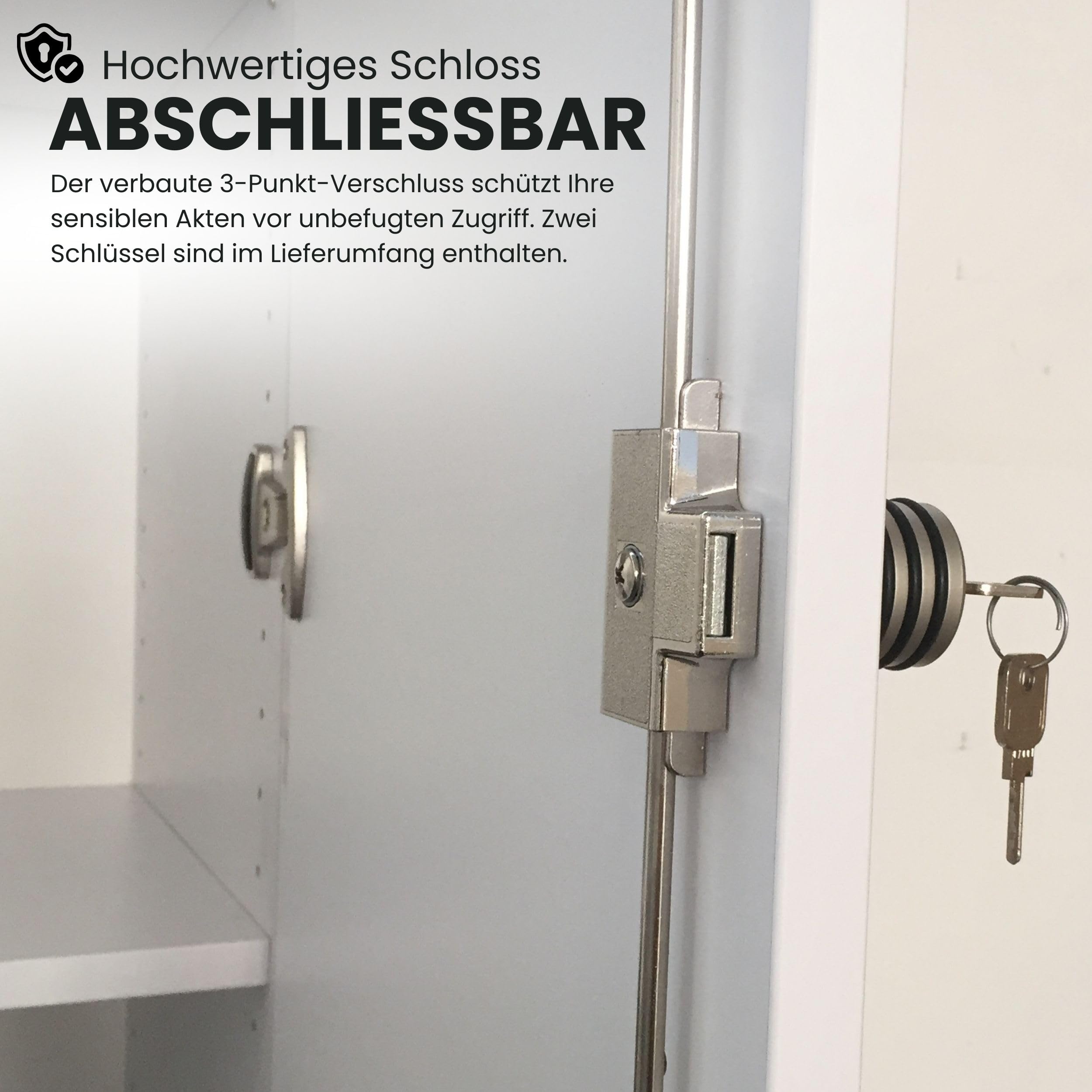 bümö Office Aktenschrank abschließbar, Büroschrank groß aus FSC-Holz, 80cm breit in weiß - abschließbarer Schrank, Büroschrank abschließbar, Büro Möbel Schrank System
