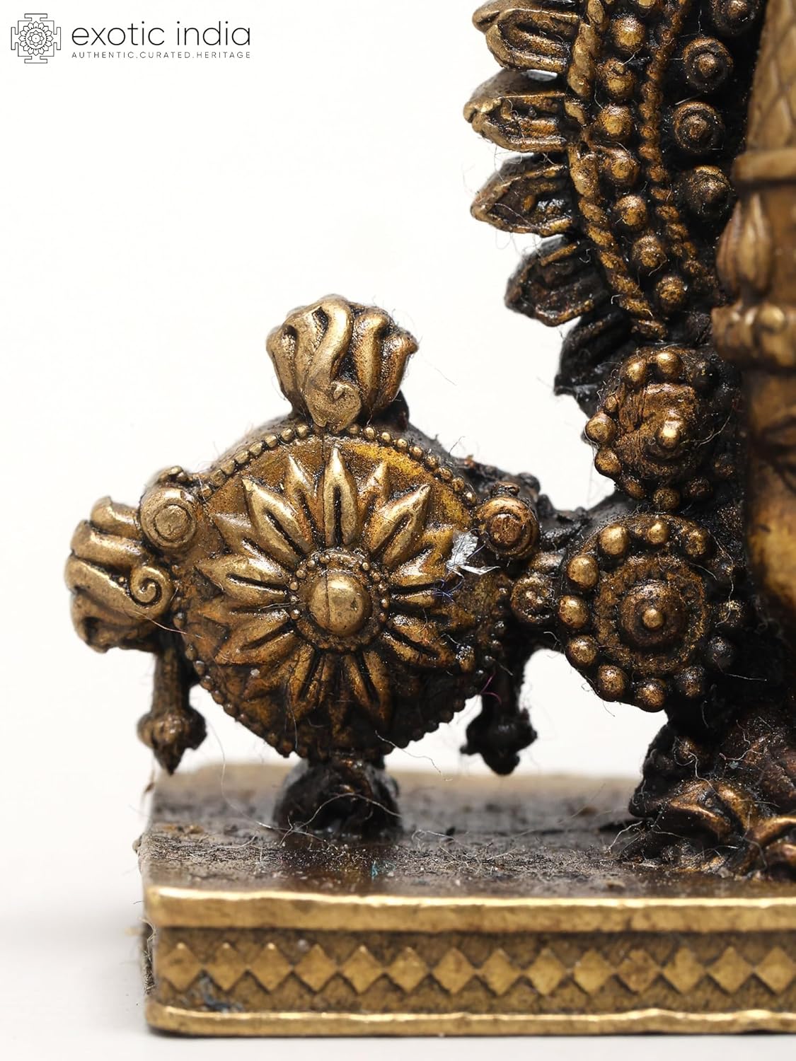 Exotic India 2" Small Superfine Tirupati Balaji Bust Lord Venkateswara Panchadhatu Idol with Shankha Chakra Symbols Pooja Statue