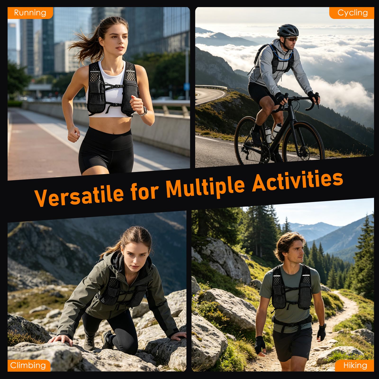 Chaleco Running Hombre Mujer, Ligera Chaleco Hidratacion Trail Running con Vejiga de Agua de 2L Mochila Hidratacion para Carrera al Aire Libre, Maratón, Ciclismo, Escalada, Esquí y Camping
