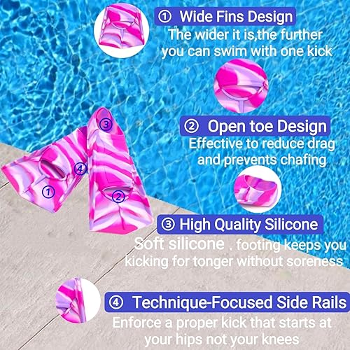 Miniatura 7 de Fadgesy Swimming Training Fins,Comfortable Silicone Flippers for Swimming and Diving,Size Suitable Kids Girls Boys Adult
