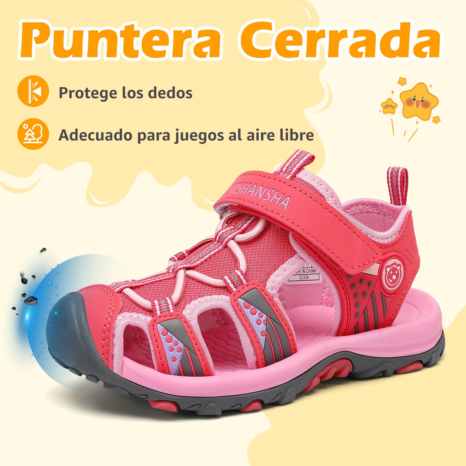 Mishansha Sandalias Niña con Puntera Cerrada Ligeras y Transpirables para el Verano,25-38