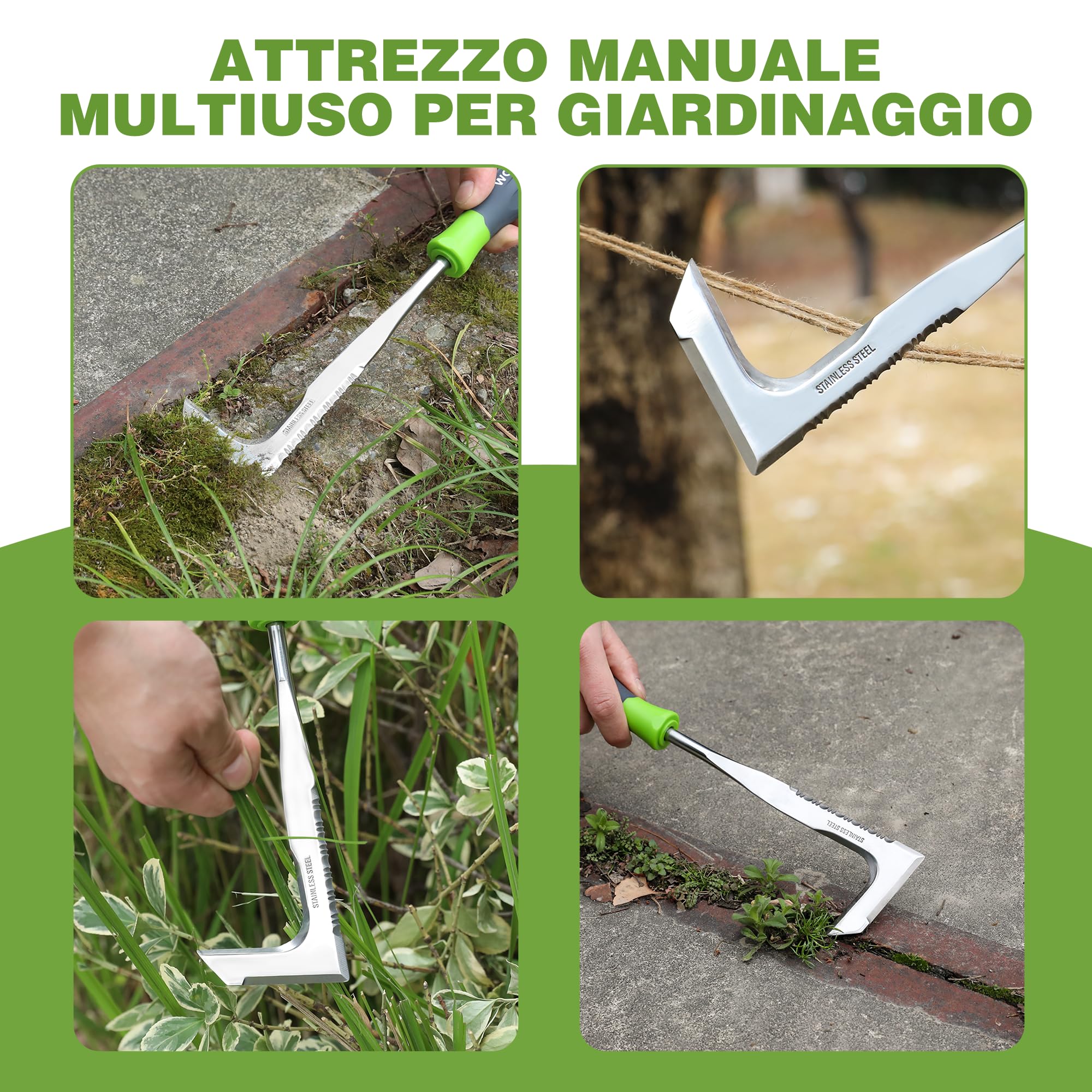 WORKPRO Estirpatore Erbacce Manuale, sarchiatore per erbacce con bordo seghettato, estirpatore erbacce da giardino per rimuovere muschio ed erbacce da 30,5 cm con manico