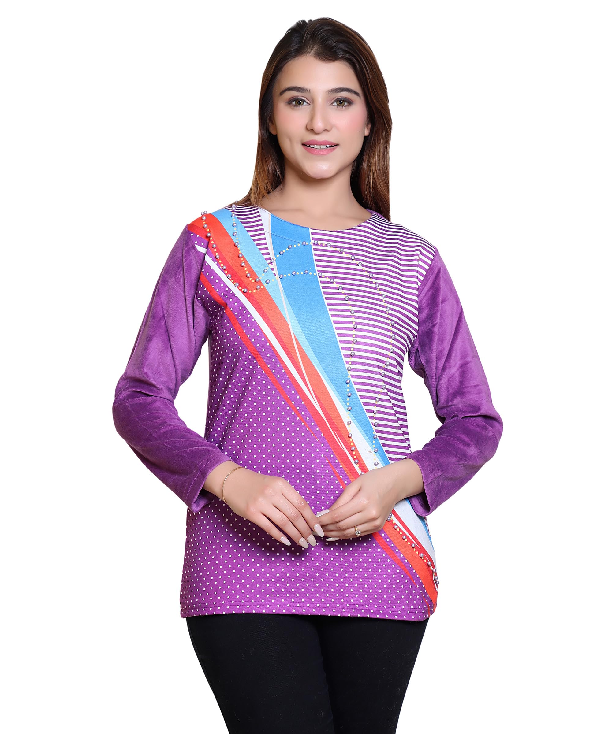 Women's Woolen Winter Wear Warm Pull on Full Sleeve Round Neck Top for Women-image-4