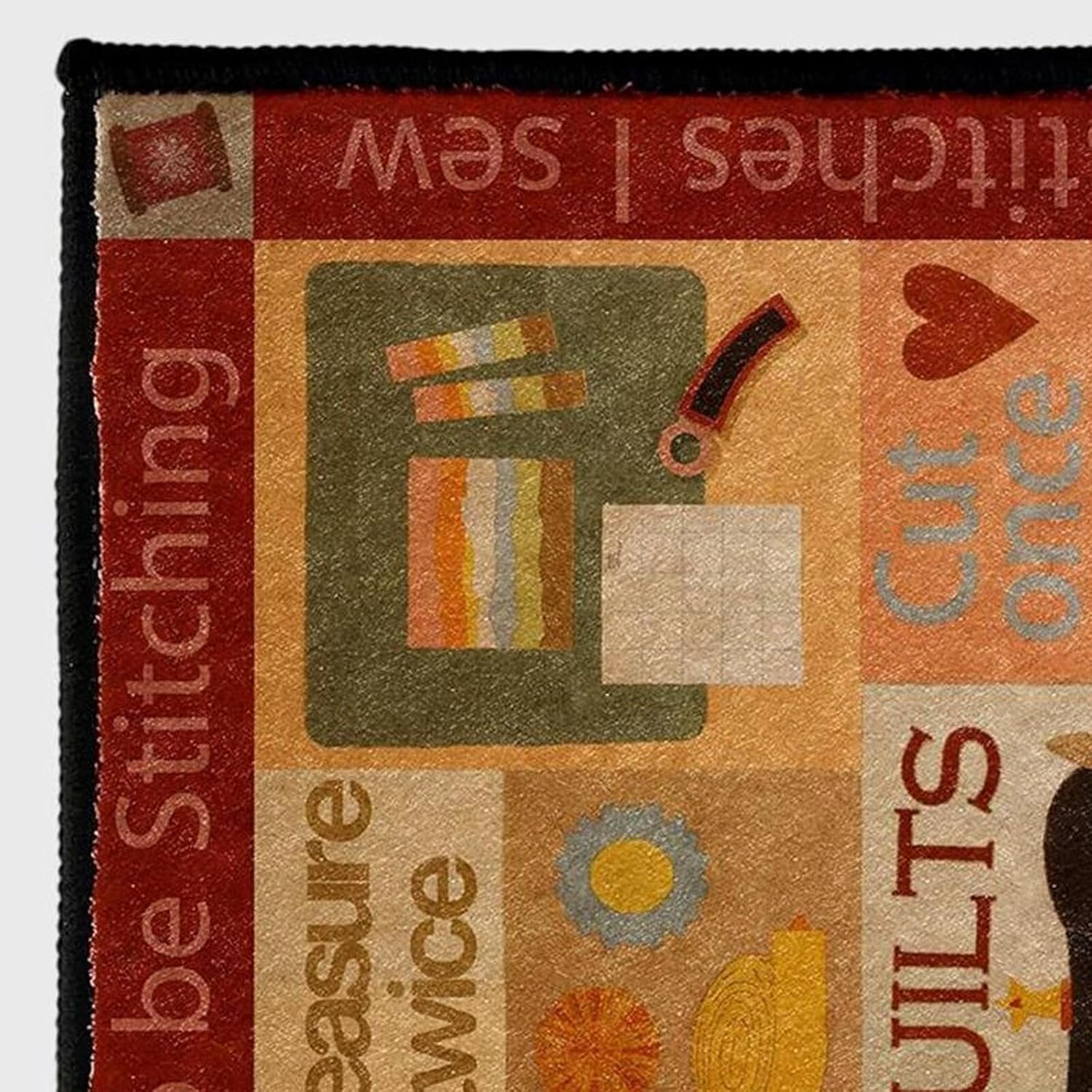 Red Sewing Machine Craft Room Rugs 2x3 Feet Washable Abstract Sewing Equipment Accessories Area Rug for Bedroom Bathroom Non-Slip Fun Scissors Sewing Floor Pads